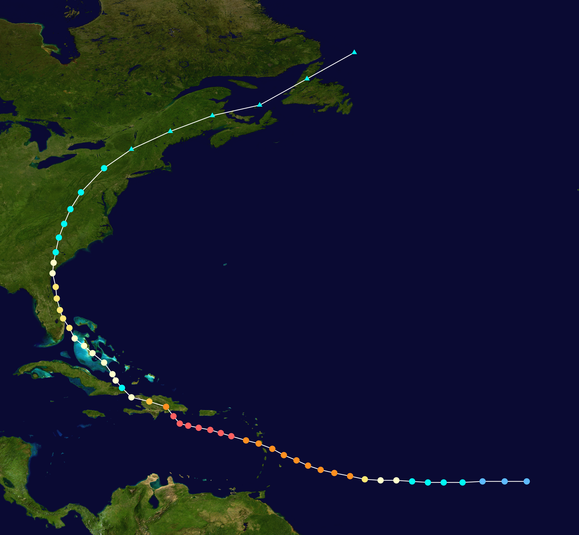 Track map of Hurricane David, 1979.